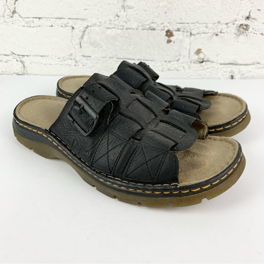 Dr Martens Fisherman Black Slip On Slide Leather Sandals M11 EU45